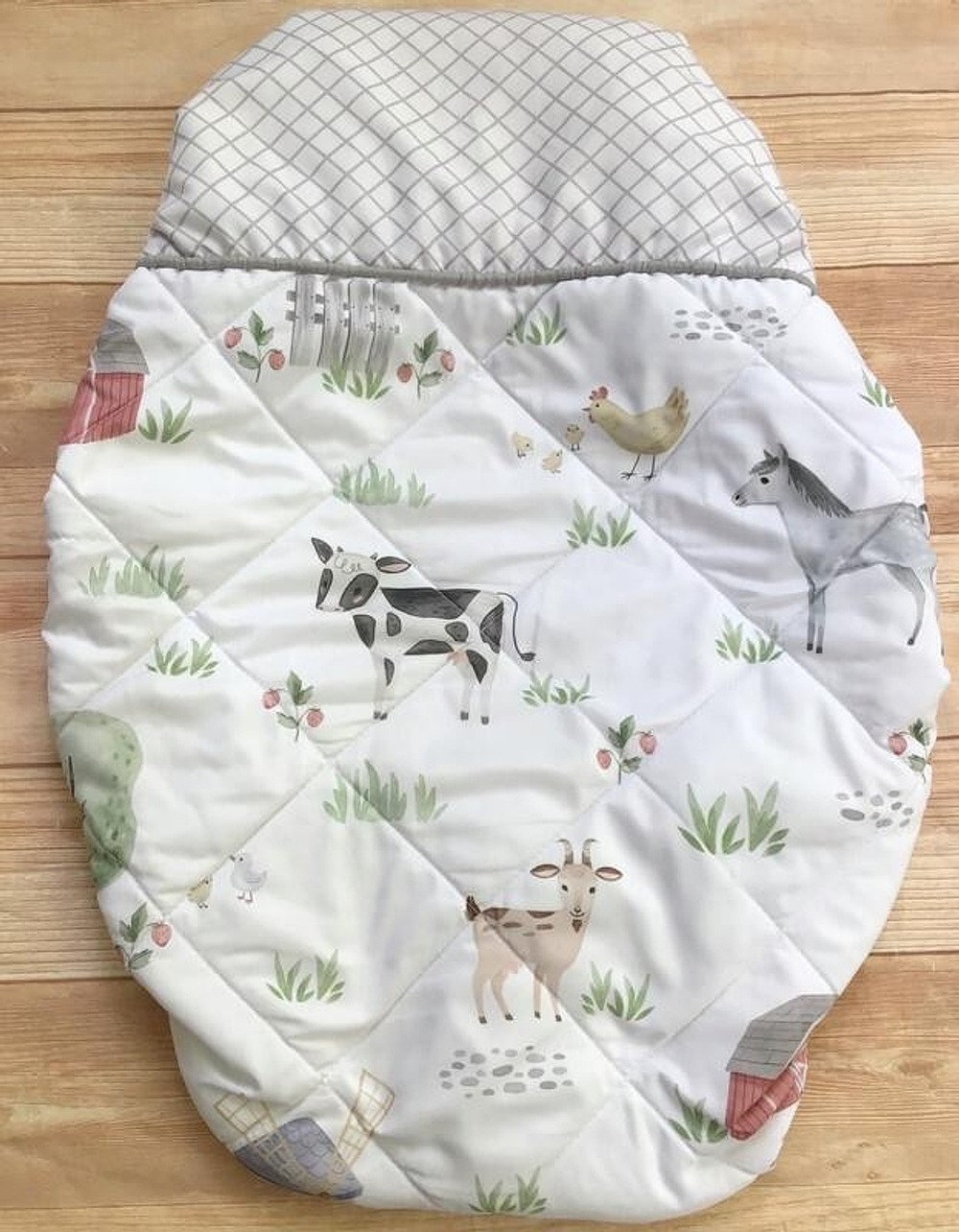Sweet Jojo Designs Farm Animals Changing Pad Cover Gray Green Red 17x32